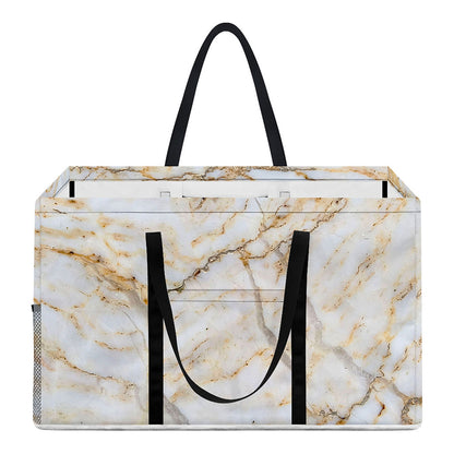 White Brown Grunge Marble Print Utility Tote Bag