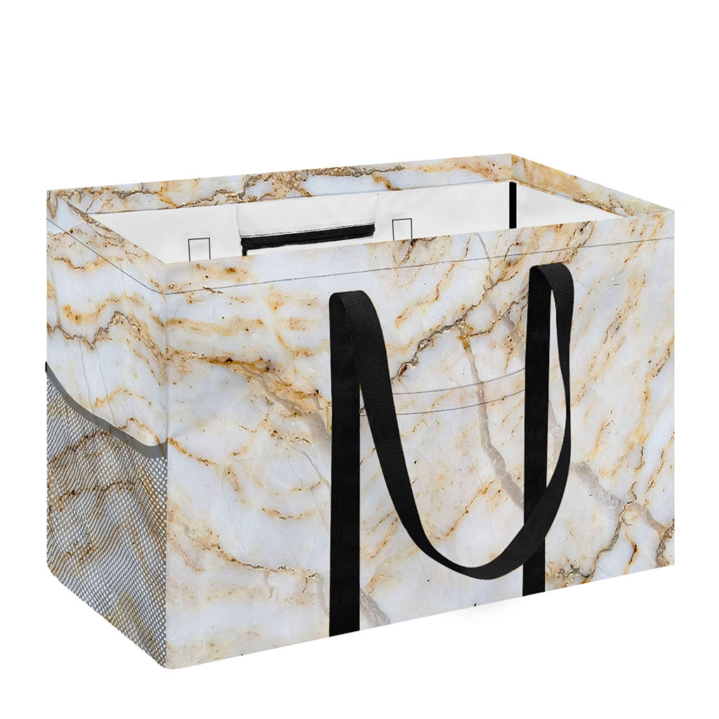 White Brown Grunge Marble Print Utility Tote Bag