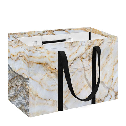 White Brown Grunge Marble Print Utility Tote Bag
