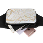 White Brown Grunge Marble Print Waist Bag