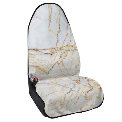 White Brown Grunge Marble Print Waterproof Car Seat Cover