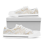White Brown Grunge Marble Print White Low Top Sneakers