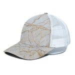 White Brown Grunge Marble Print White Mesh Trucker Cap
