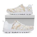 White Brown Grunge Marble Print White Running Shoes