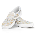 White Brown Grunge Marble Print White Slip On Sneakers