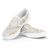 White Brown Grunge Marble Print White Slip On Sneakers