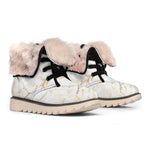 White Brown Grunge Marble Print Winter Boots