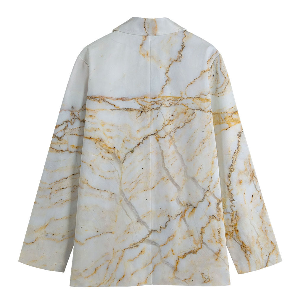 White Brown Grunge Marble Print Women's Blazer