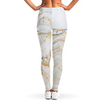 White Brown Grunge Marble Print Women's Leggings