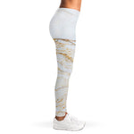 White Brown Grunge Marble Print Women's Leggings