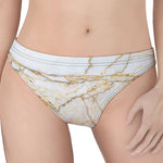 White Brown Grunge Marble Print Women's Thong