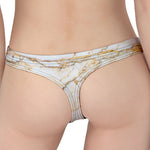White Brown Grunge Marble Print Women's Thong