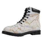 White Brown Grunge Marble Print Work Boots