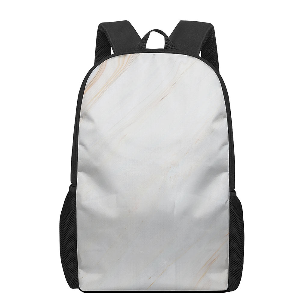 White Brown Smooth Marble Print 17 Inch Backpack