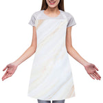 White Brown Smooth Marble Print Adjustable Apron