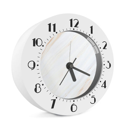 White Brown Smooth Marble Print Alarm Clock