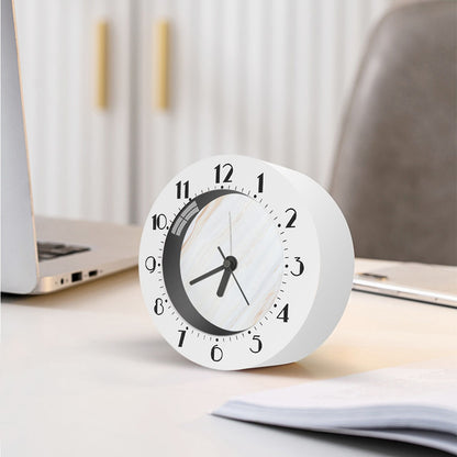 White Brown Smooth Marble Print Alarm Clock