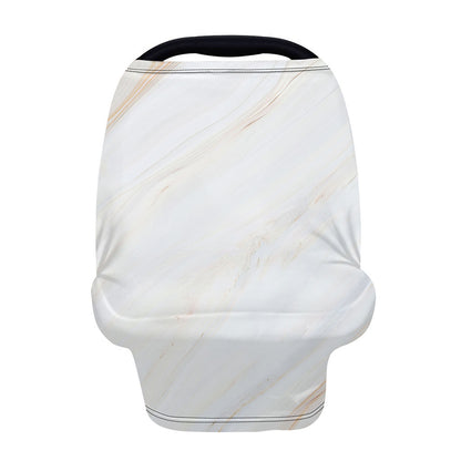 White Brown Smooth Marble Print Baby Seat Cover