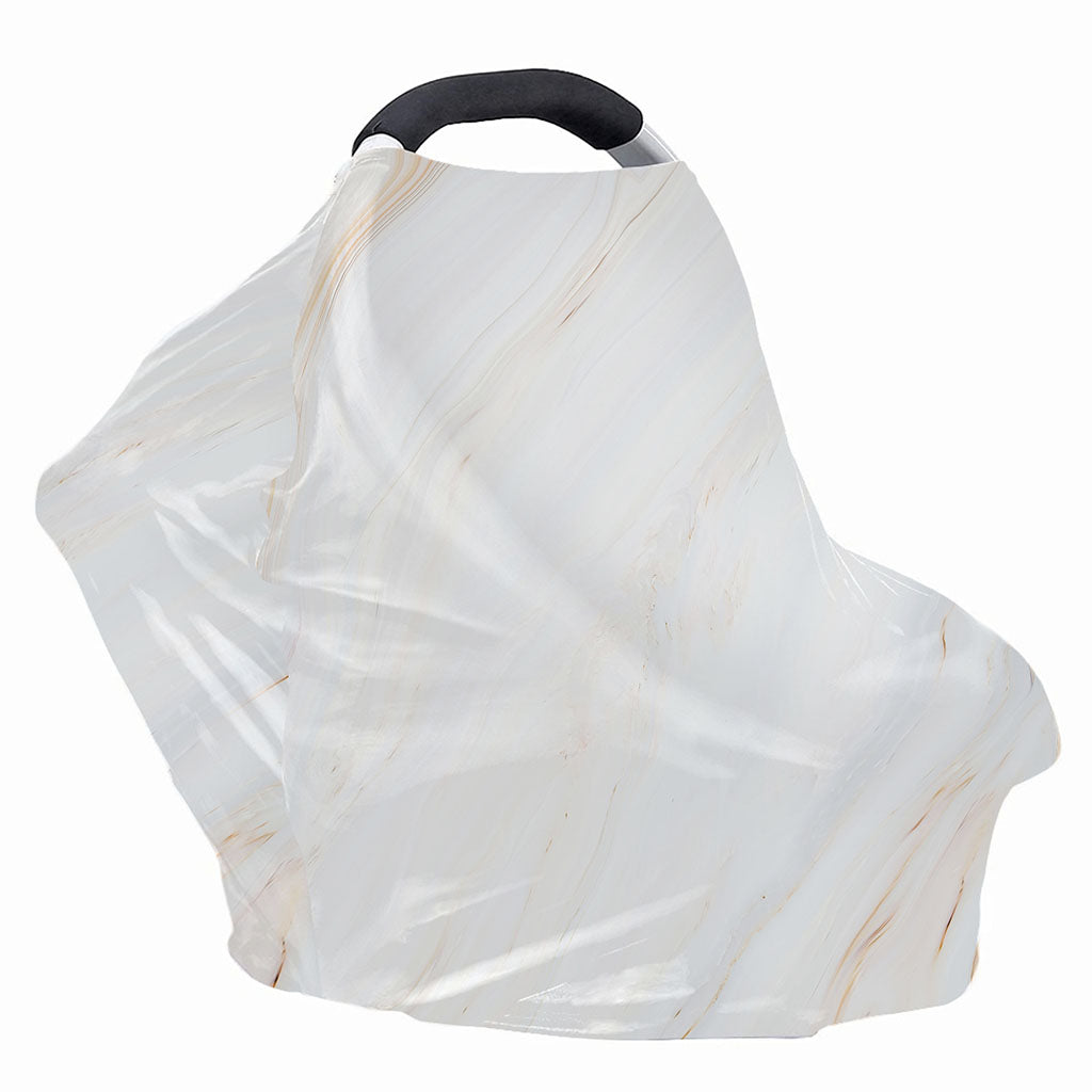 White Brown Smooth Marble Print Baby Seat Cover