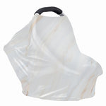 White Brown Smooth Marble Print Baby Seat Cover