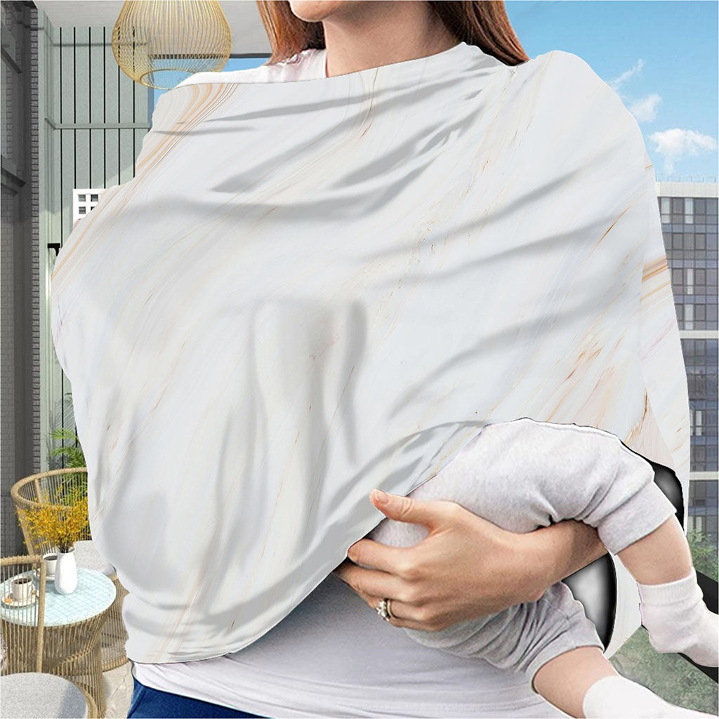 White Brown Smooth Marble Print Baby Seat Cover