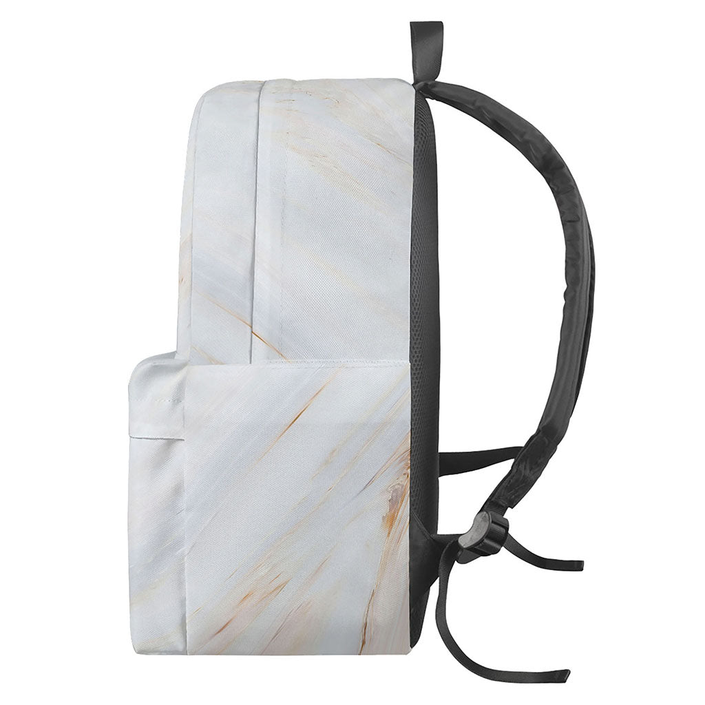 White Brown Smooth Marble Print Backpack
