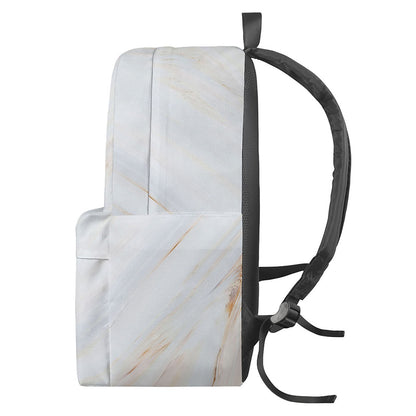White Brown Smooth Marble Print Backpack