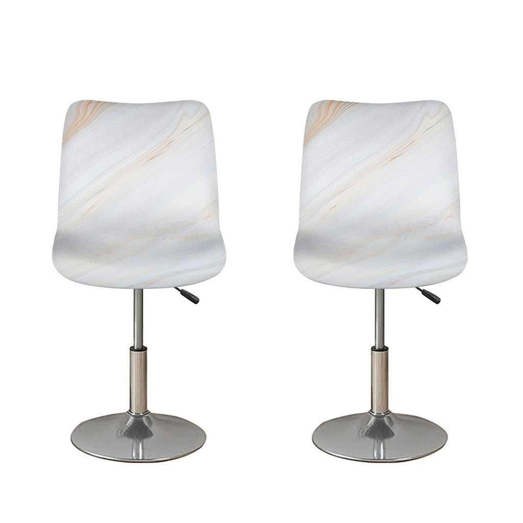 White Brown Smooth Marble Print Bar Stool Covers