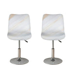 White Brown Smooth Marble Print Bar Stool Covers