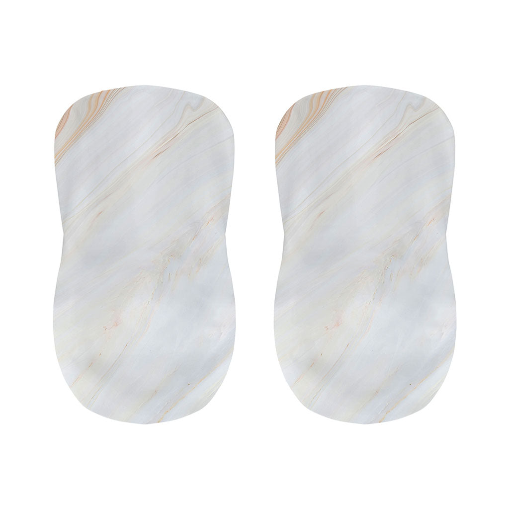 White Brown Smooth Marble Print Bar Stool Covers