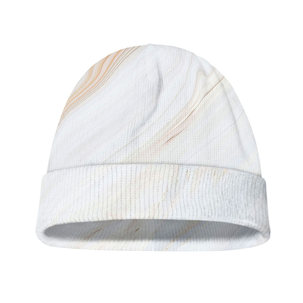 White Brown Smooth Marble Print Beanie