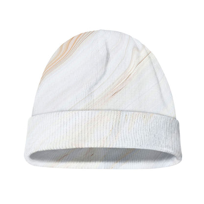 White Brown Smooth Marble Print Beanie