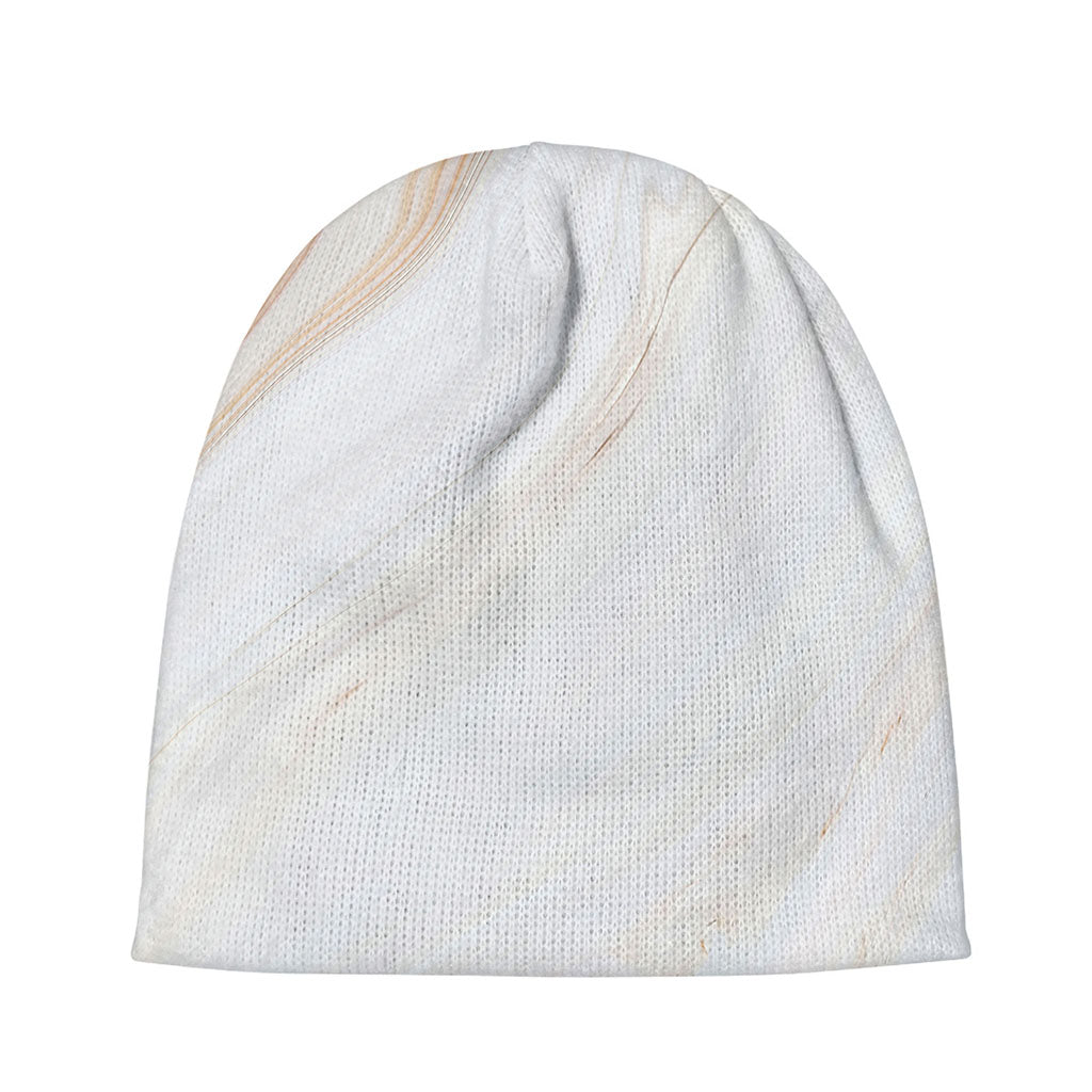 White Brown Smooth Marble Print Beanie