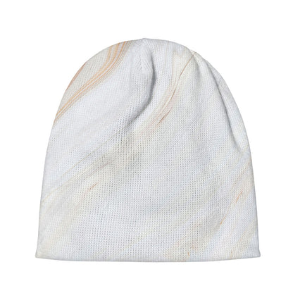 White Brown Smooth Marble Print Beanie