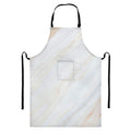White Brown Smooth Marble Print Bib Apron With Pocket