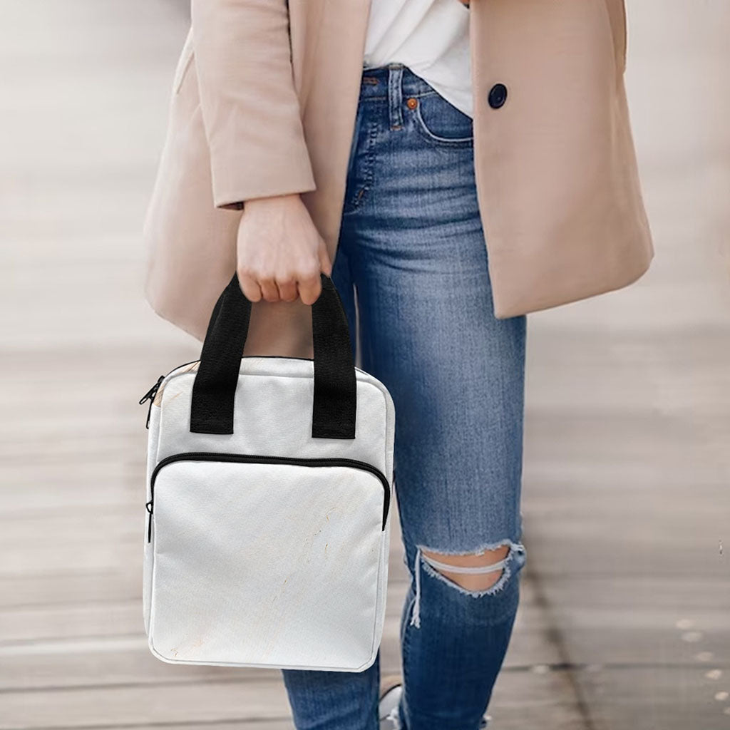 White Brown Smooth Marble Print Bible Tote Bag