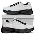 White Brown Smooth Marble Print Black Chunky Shoes
