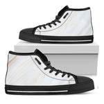 White Brown Smooth Marble Print Black High Top Sneakers