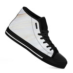 White Brown Smooth Marble Print Black High Top Sneakers