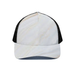 White Brown Smooth Marble Print Black Mesh Trucker Cap