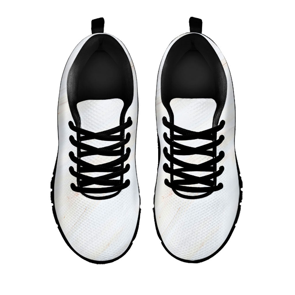 White Brown Smooth Marble Print Black Running Shoes