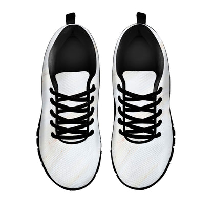 White Brown Smooth Marble Print Black Running Shoes
