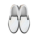 White Brown Smooth Marble Print Black Slip On Sneakers