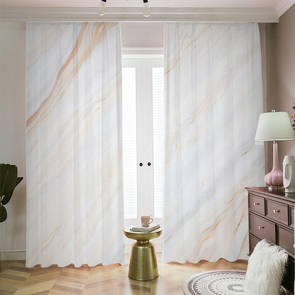 White Brown Smooth Marble Print Blackout Pencil Pleat Curtains