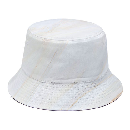 White Brown Smooth Marble Print Bucket Hat