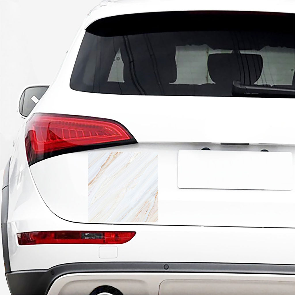 White Brown Smooth Marble Print Car Sticker