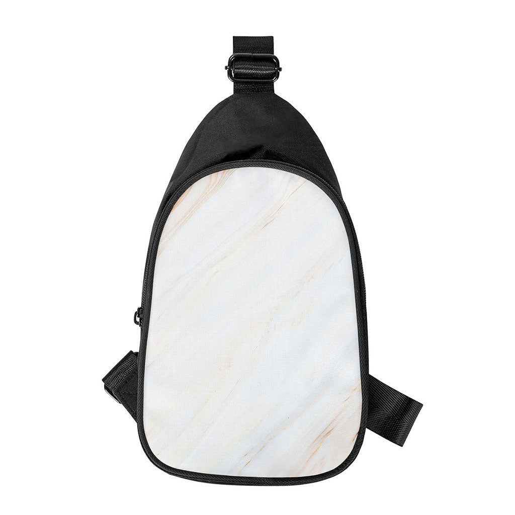 White Brown Smooth Marble Print Chest Bag