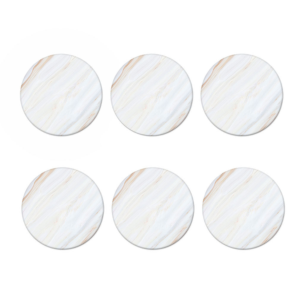 White Brown Smooth Marble Print Coaster Set