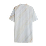 White Brown Smooth Marble Print Cotton Hawaiian Shirt