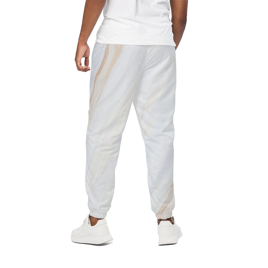 White Brown Smooth Marble Print Cotton Pants